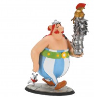 Figura de colección Plastoy Asterix, Obelix llevando una pila de cascos (2024)