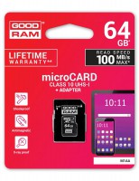 [255381] MicroSD Goodram 64GB Clase 10 UHS-I +Adaptador (MM52375634)