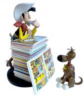 [264387] Figura Coleccionista Lucky Luke & Rantanplan  sobre una pila de Comics