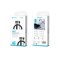 [271185] Cable USB Tipo A a Micro USB A, USB C y Lightning - 3,4A 1,2m Negro