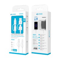 [272191] Cable USB Tipo C de 3A - Longitud 1m - 4 en 1 Blanco