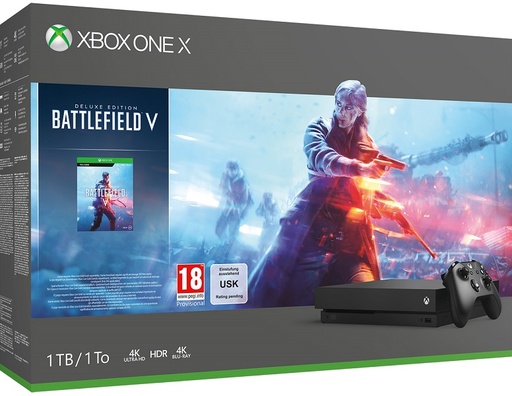 [142607] 1 TB XB ONE X NEGRA 4K ULTRA HDR + BATTLEFIELD V +BATTLEFIELD 1943 + GAME PASS 1 MES