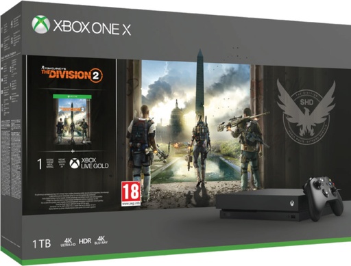 [142606] 1 TB/TO XB ONE X NEGRA + TOM CLANCY’S THE DIVISION 2 +1 MES XBOX LIVE GOLD