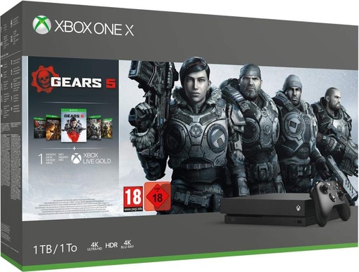 [142604] 1 TB XB ONE X NEGRA 4K ULTRA HDR + GEARS OF WAR 5 +1 MES XBOX LIVE GOLD